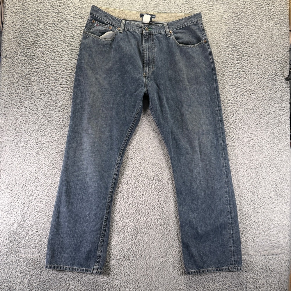 VTG Tommy Hilfiger Freedom Jeans Mens 38x32 Blue Cotton Denim Straight Baggy USA